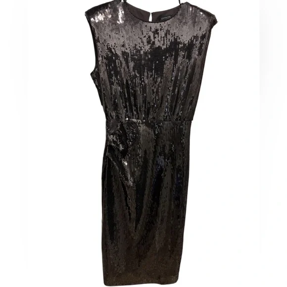 EXPRESS Women's Espresso Brown Sequin Midi Dress - Picture 4 of 6